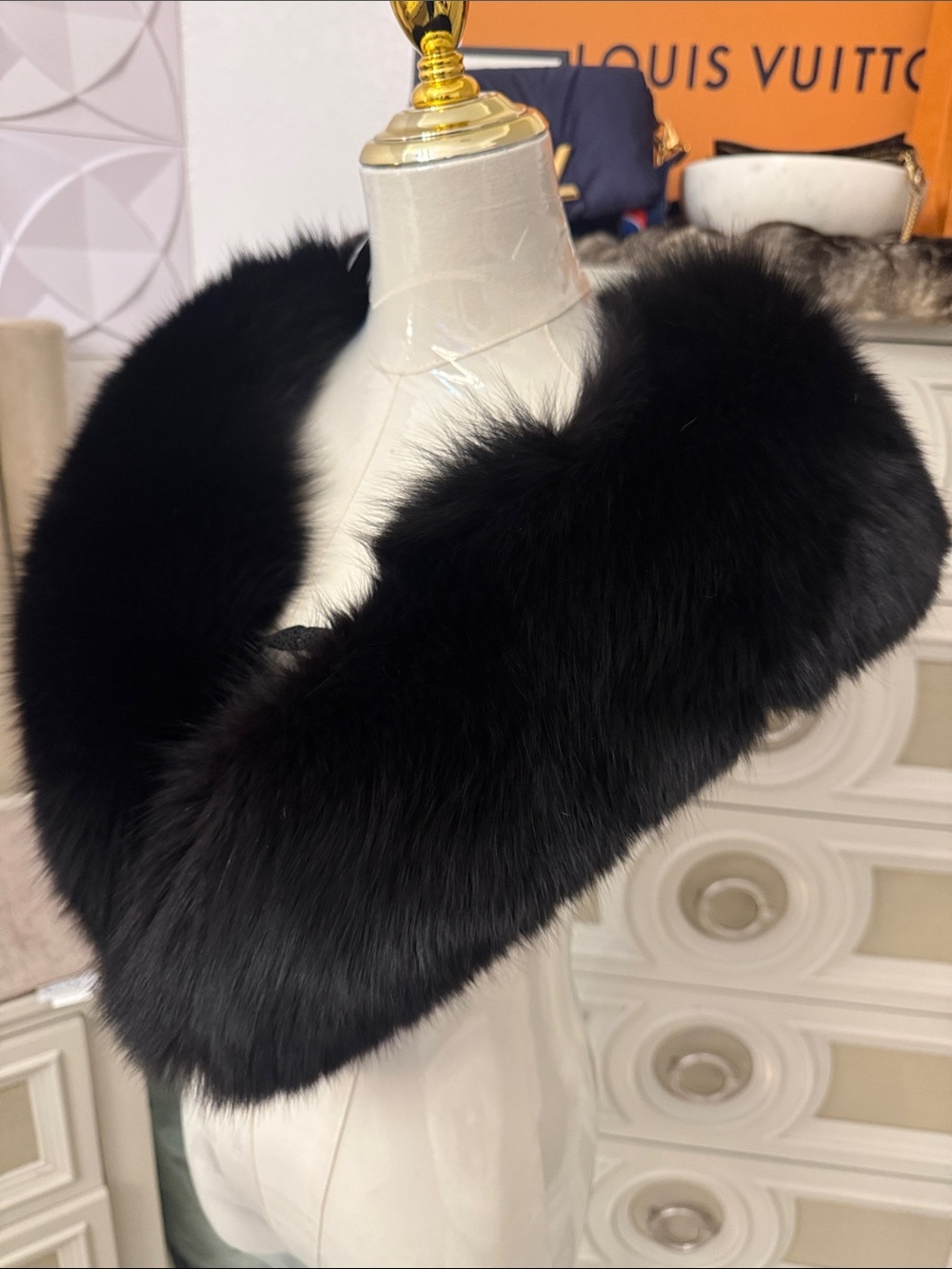 Real black fox fur shawl